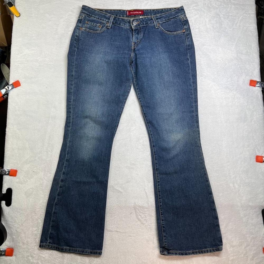 Levi's 524 Bootcut Jeans Womens Blue Denim Too Super Low Pockets Classic - 36X33